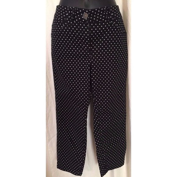 M&S UK Women's Cropped Jegging Jean Size 10 UK, 8 US Black with White Polka Dots - Picture 1 of 6